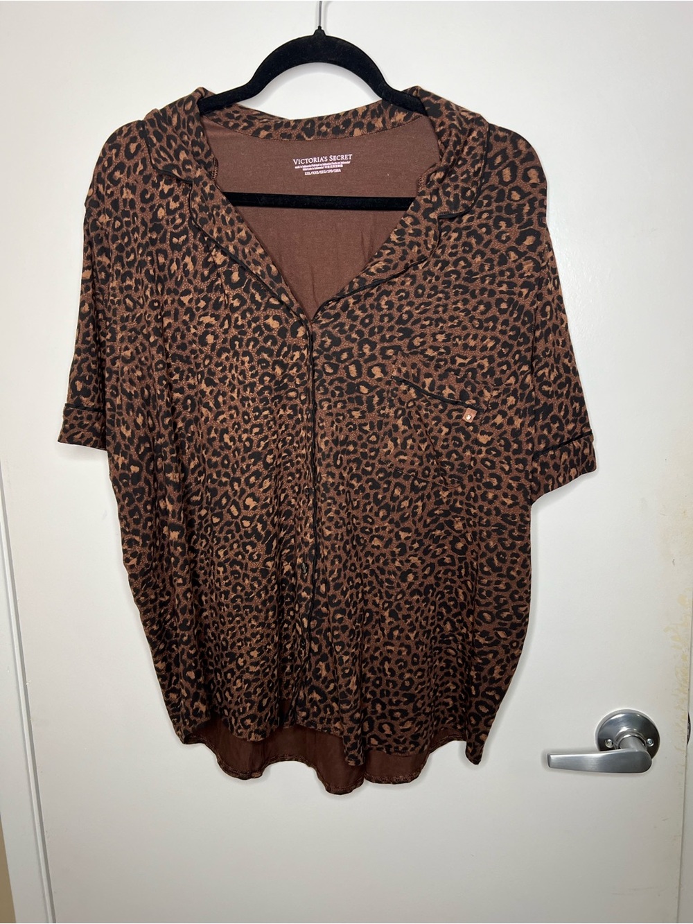 Victoria's Secret Brown Leopard Button-Up Pj Top